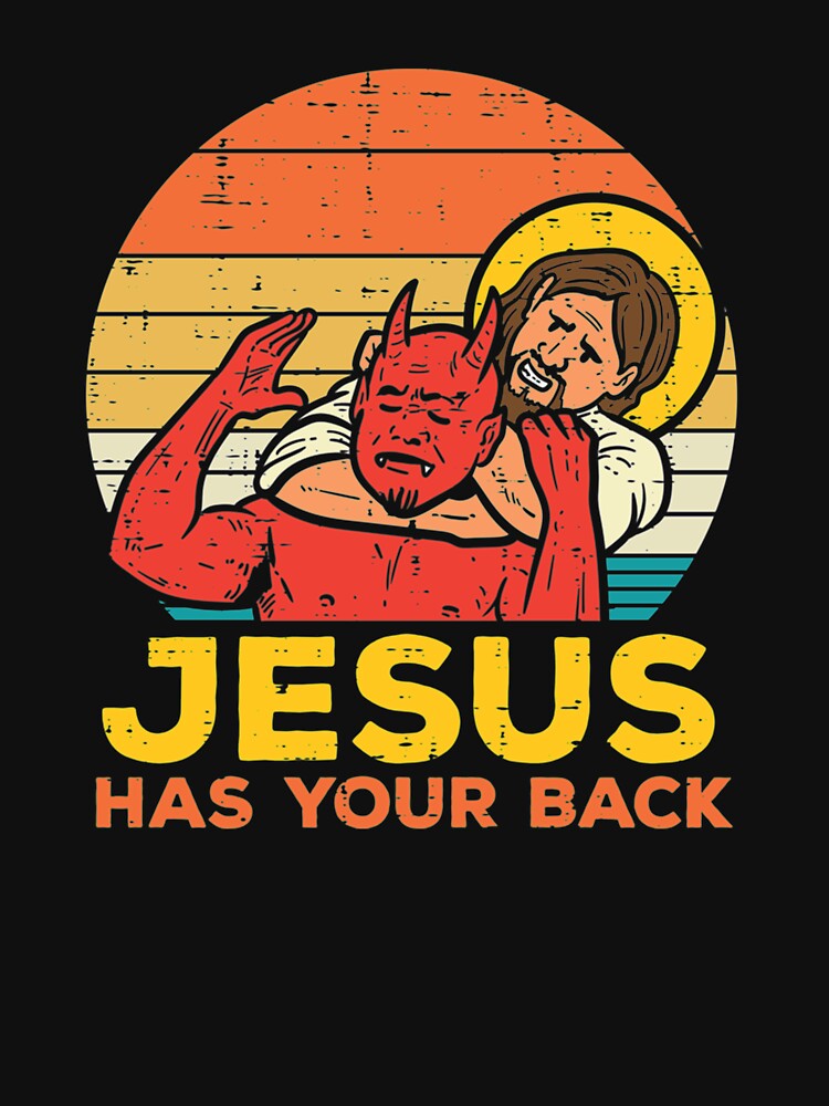 Jesus Has Your Back Jiu Jitsu Retro Christian Men by rodolfolcjch