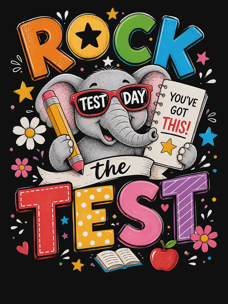 Rock The Test Day Funny Elephant Exam Testing Day School by OlakunleOloroz