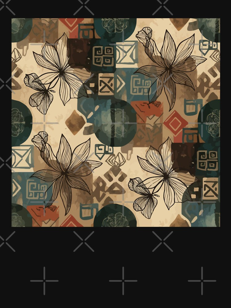 Earthy Abstract Floral Pattern by RidaSalArt