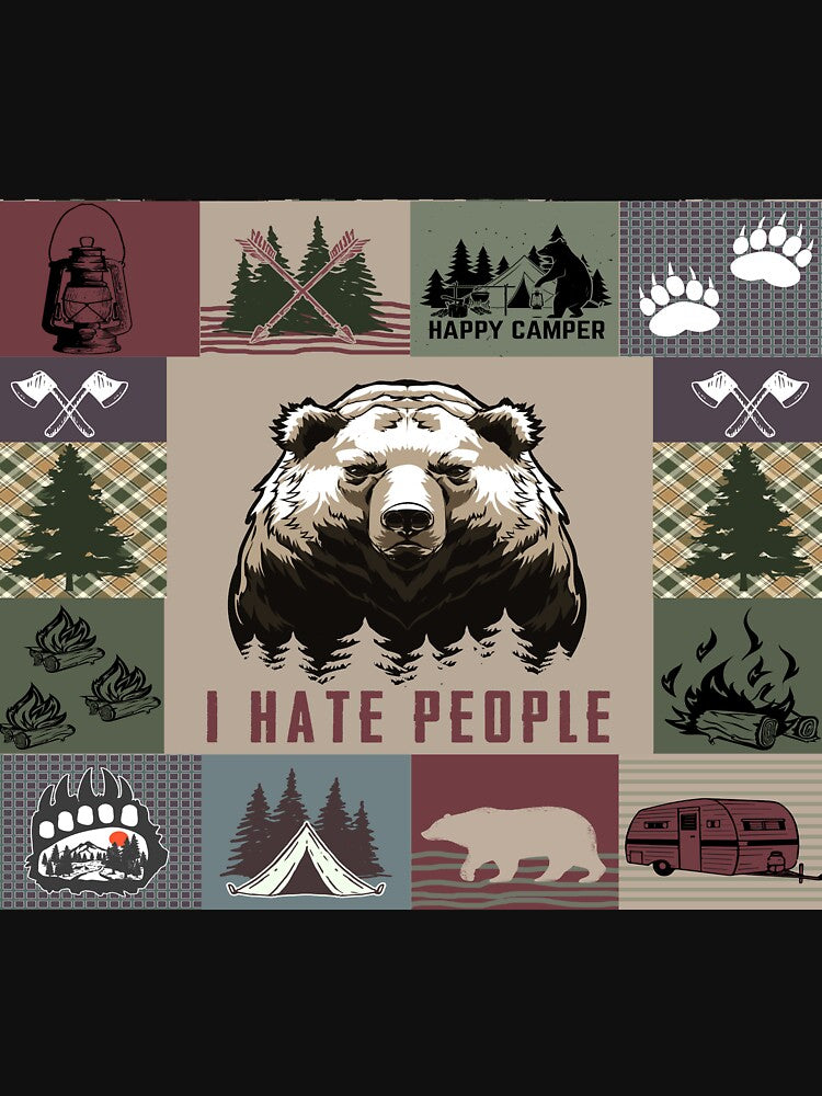 Camping Bear I Hate People by AverilArt