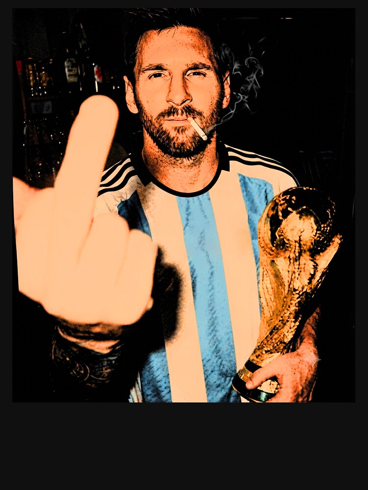 Funny Messi Trophy Middle-Finger Smoking Meme by PamfilOancea