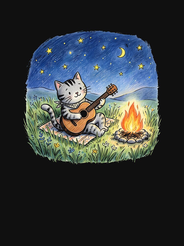 Campfire Cat Oversized T-Shirt by Aru Pxle