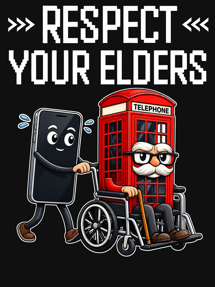 Respect Your Elders, Smartphone, Phone Booth, Retro Tech by happiecatstore