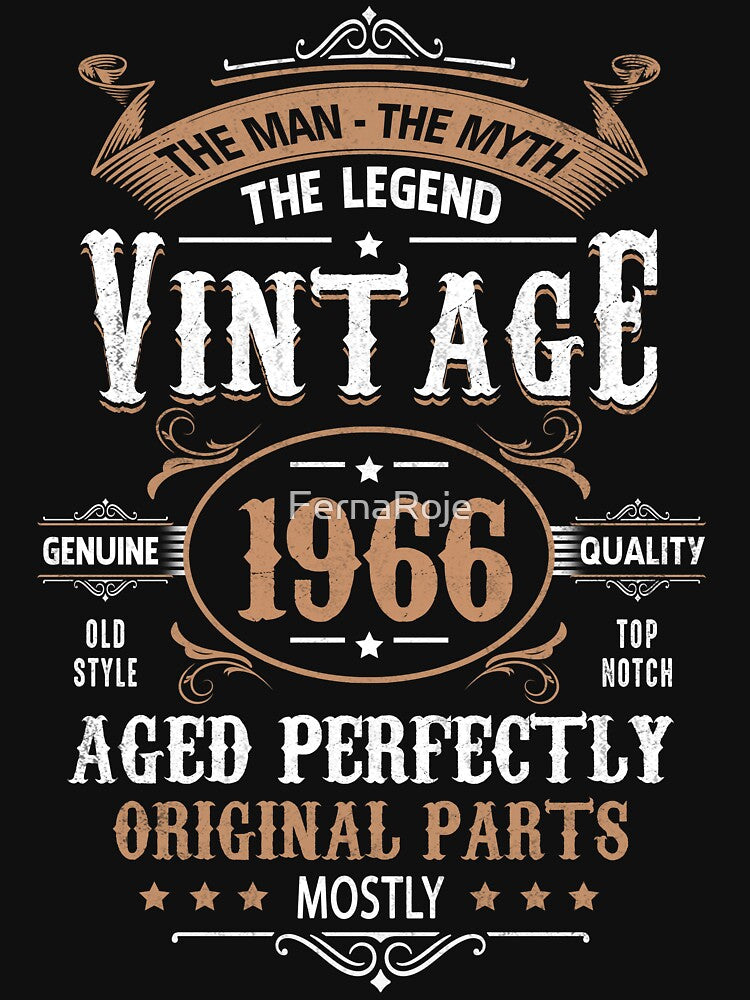 60th Birthday Vintage 1966 Man Myth Legend Retro Birthday Gift by FernaRoje