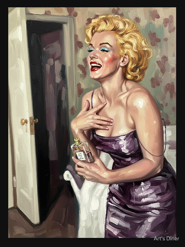 Fragrance of Fame: Marilyn Monroe Joyful Boudoir Portrait by Art's Diner