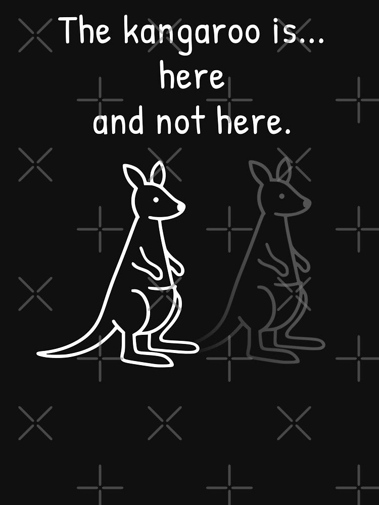 Quantum Kangaroo Superposition Physics Humor Minimal Design by AnnSign