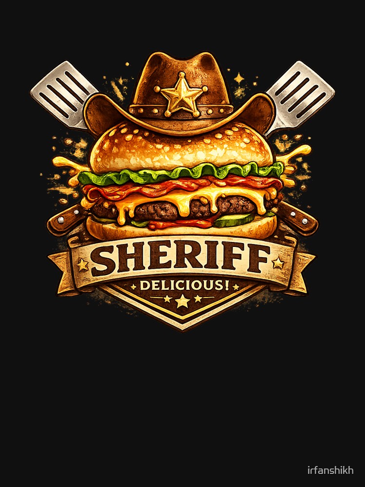 Sheriff Delicious: Cowboy BBQ Cheeseburger Western Rodeo Design by irfanshikh