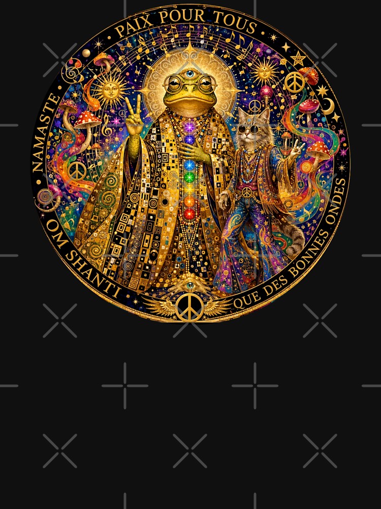 The Great Toad Guru - Peace For All, Chakras and Cosmos à la Klimt with the Hippie Cat by Natalia-Vlad