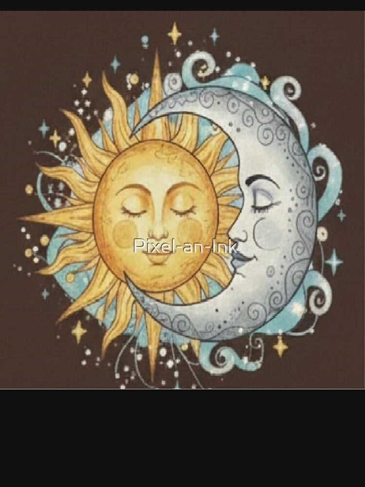 Celestial Harmony: Boho Sun and Moon by Pixel-an-Ink