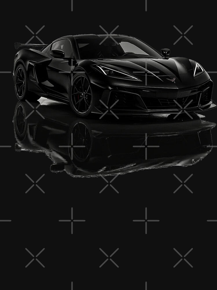 Blacked Out C8 Corvette Z06 – Stealth Supercar Art with Reflective Mirror Finish by TheArtOfCar
