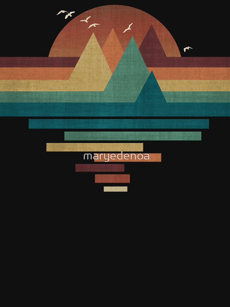 Geometric Mountains At Sunset by maryedenoa