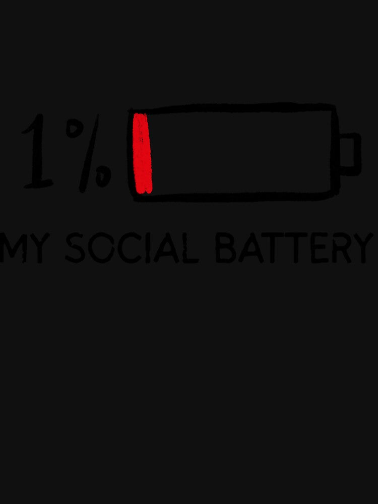 Funny Introvert, Social Battery Low Pullover Hoodie by SubStudio97