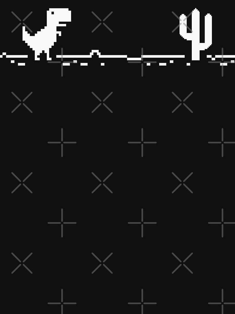 Trex Cactus Offline at Night - Pixel Art by SingularityGeek