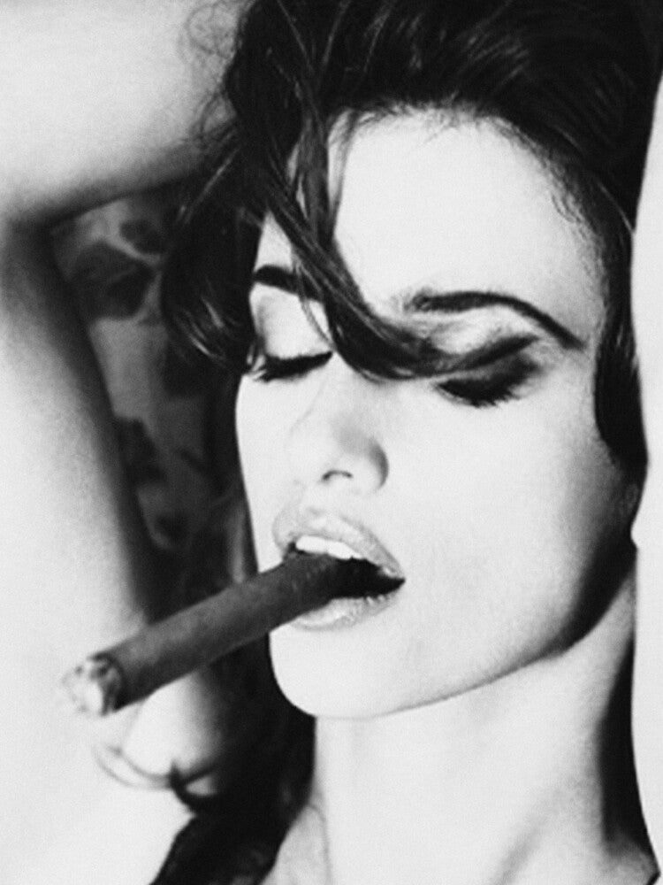 Penelope Cruz Smoking - Black and White Woman Smoking Cigar Photography by HoneymoonHotel