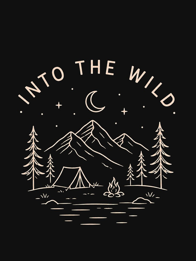 Into the Wild | Minimal Camping Mountain Nature T-Shirt | Adventure Line Art Design by Lynn Creates