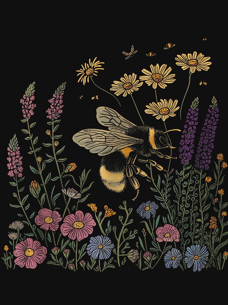 Bee Flowers Wild Floral Botanical by alborssamkehs
