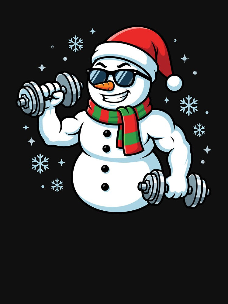 Christmas Snowman Weightlifter Gym Funny Workout Gear by DynamicDesign