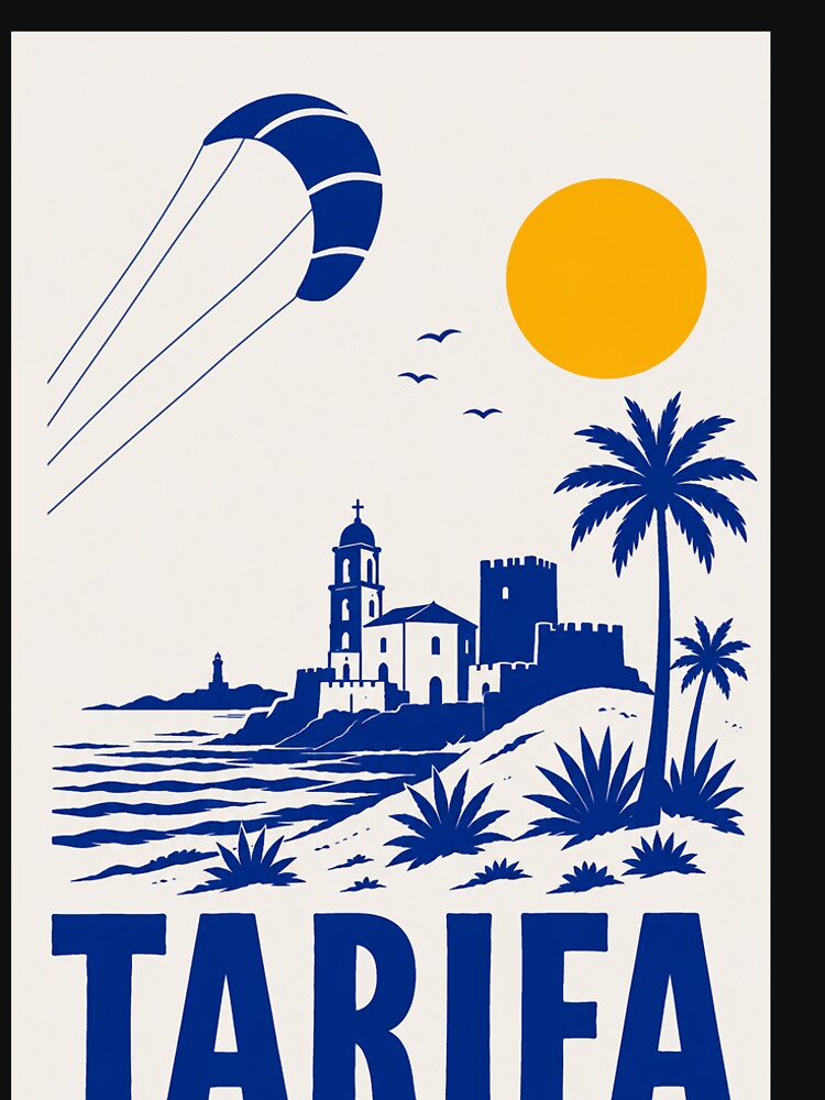 Tarifa Spain Vintage Coastal Travel Poster by Islabonita.