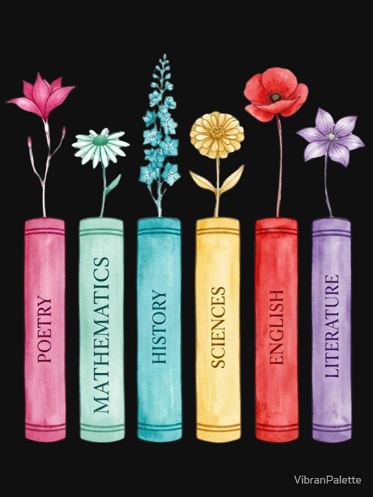 Floral Educational Books Collection Watercolor Art by VibranPalette