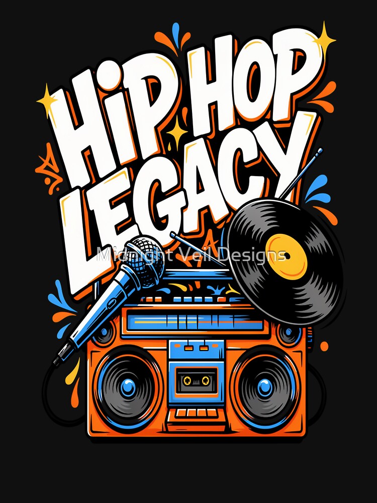 Hip Hop Legacy – Boombox Microphone Vinyl Hip-Hop Design by Midnight Veil Designs