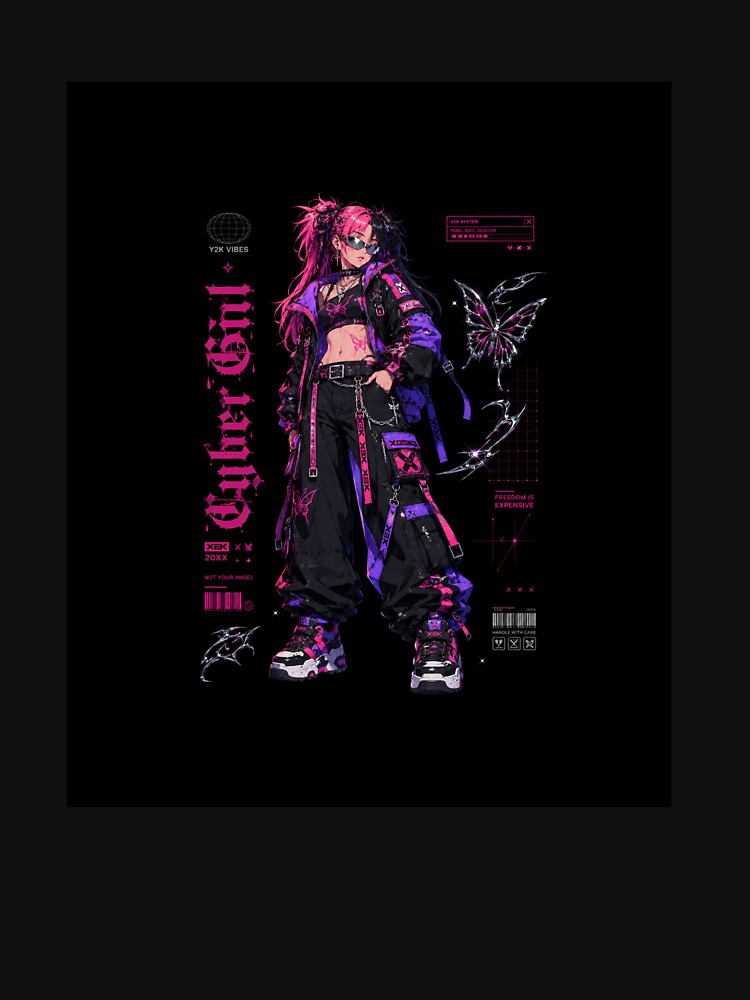 Cyber Girl - Edgy Y2K Anime Streetwear Graphic by liamquynh34