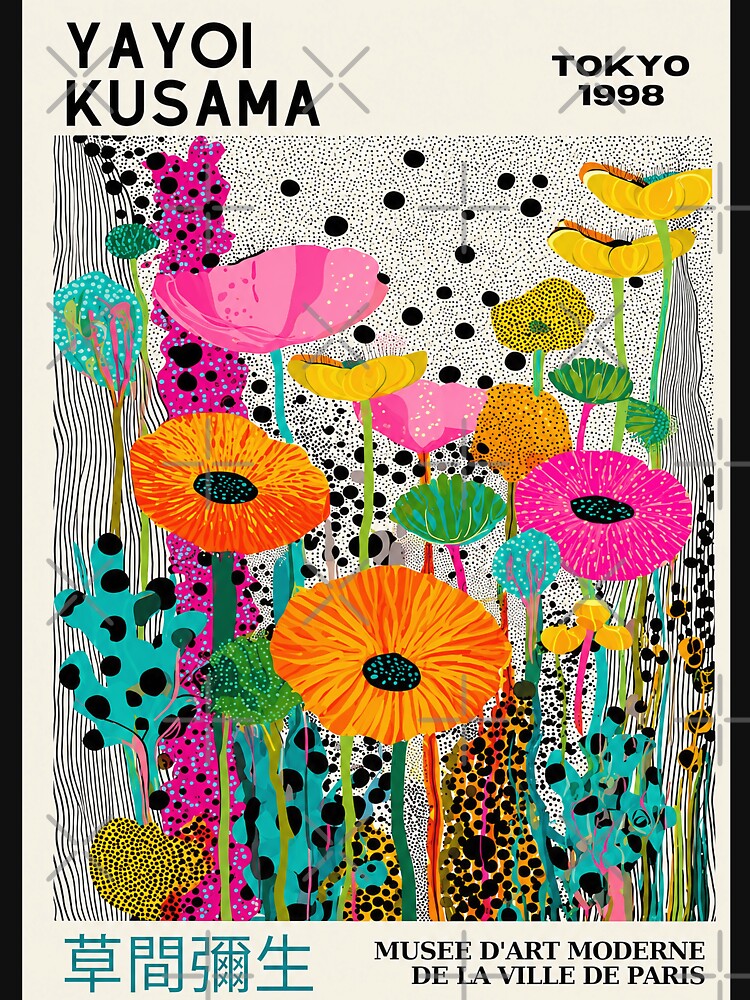 Yayoi Kusama Tokyo 1998 Colorful Flowers Dots Wall Art, Psychedelic Kusama Floral Art by Susanspy007