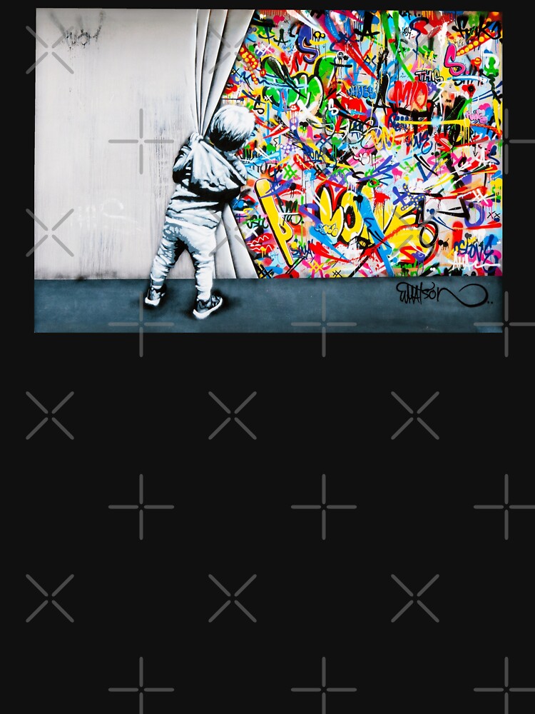 Behind The Curtain Boy - Colorful Graffiti Pop Art - Banksy Street Art Mural by Teecha