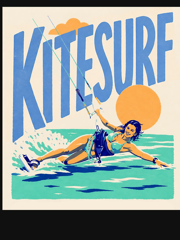 Kitesurf Vintage Coastal Travel Poster by Islabonita.