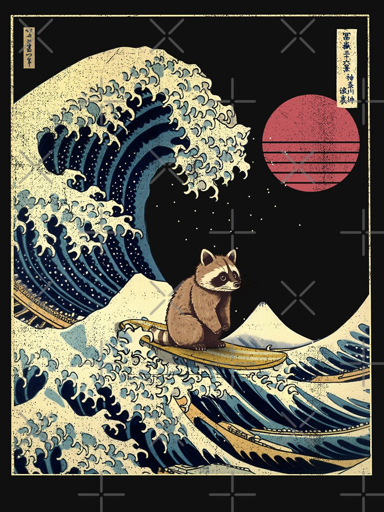 Raccoon Kanagawa Japanese Surfing Wave by rafaeltto