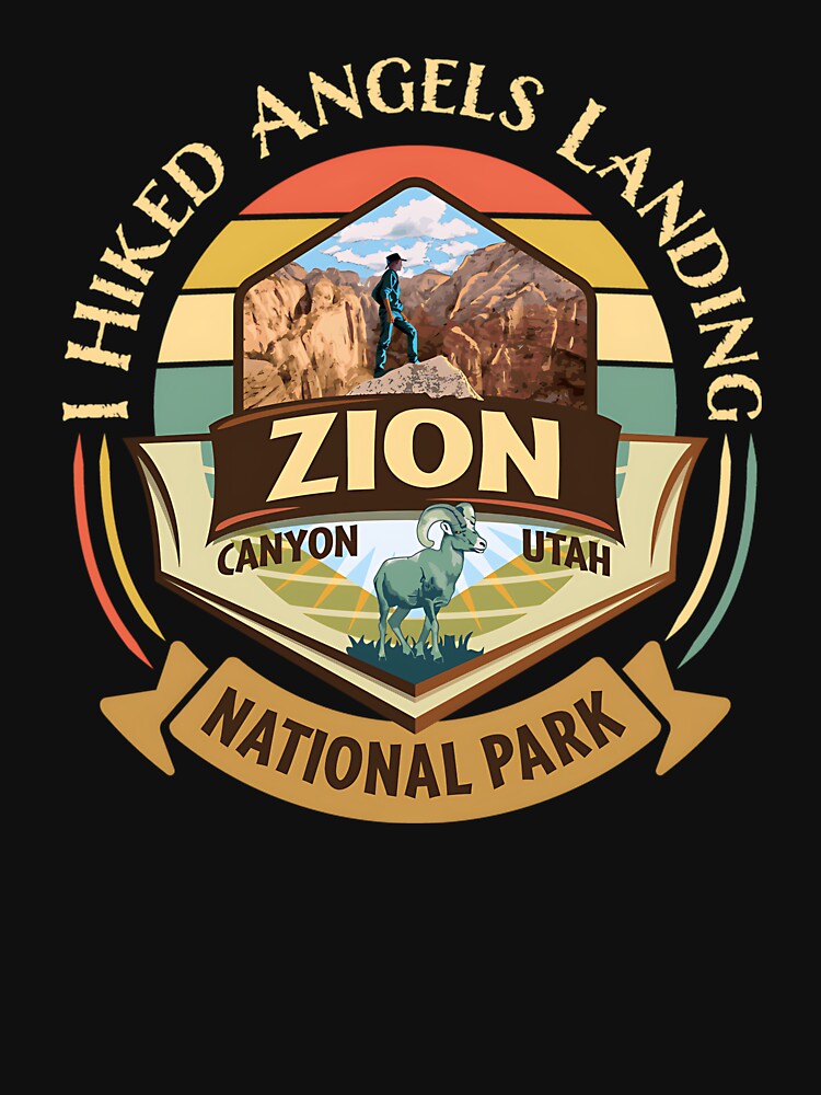 I Hiked Angels Landing Zion Retro Vintage Sunset by boatngsxzx
