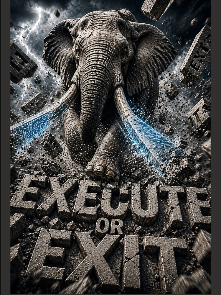 Founder Execute Exit Elephant Industrial Brutalist Canvas Art by SavannaStrikes