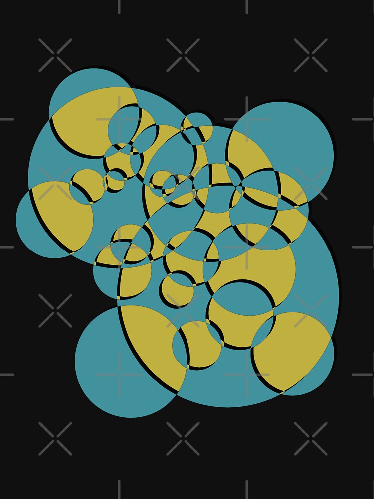 Overlapping Circles - Blue and Yellow - Shadow and Outline by Miranda Benson