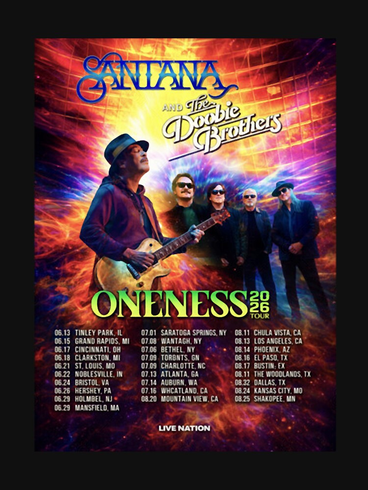 Santana And The Doobie Brothers The Oneness Tour 2026 T-Shirt by TristinFay