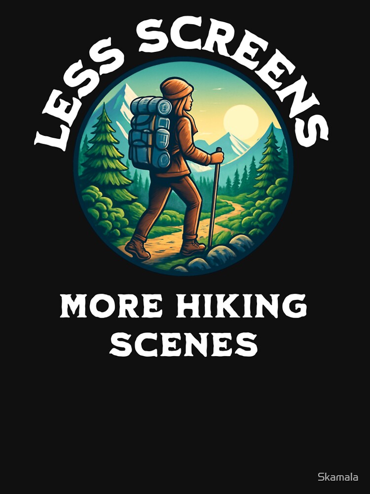 Less Screens More Hiking Scenes Female Hiking by PrintSparkDesigns