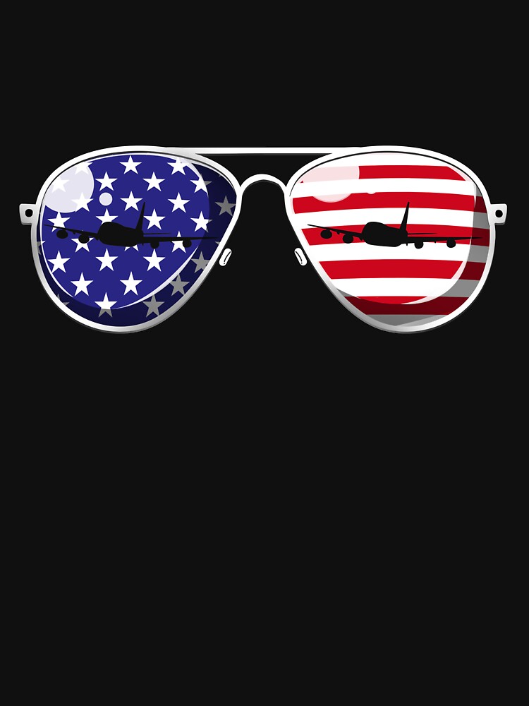 Pilot Aviators USA Flag Airplane Silhouettes Biplane Pilot Gear by DynamicDesign