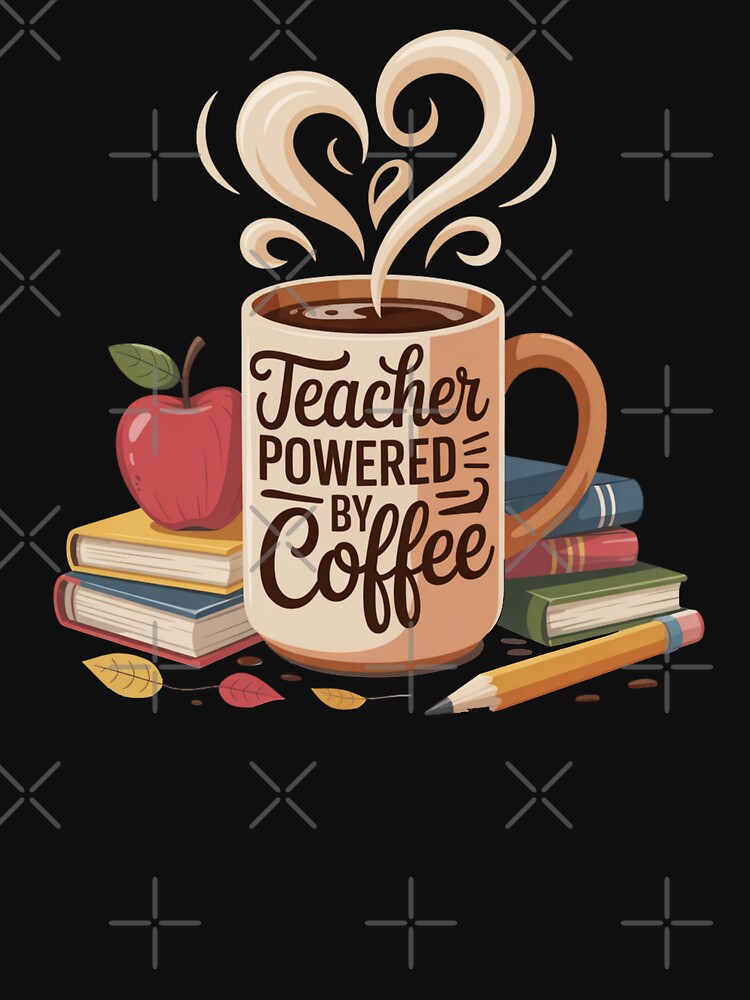 Teacher Powered by Coffee Funny Teacher Coffee Lover by Nzgiftsandmore