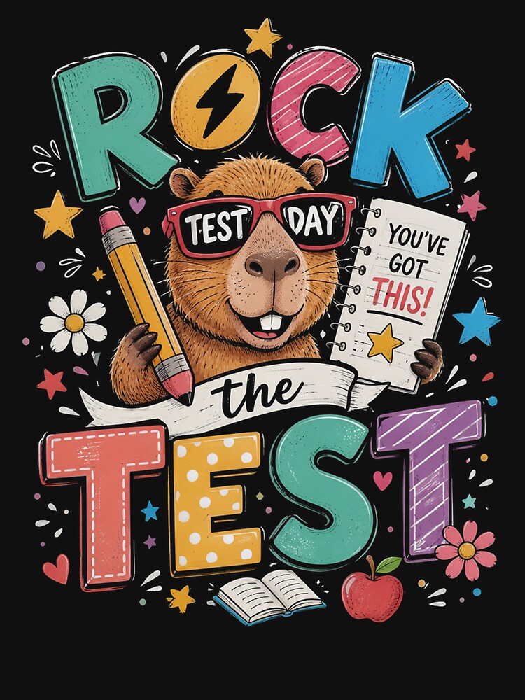 Rock The Test Day Funny Capybara Exam Testing Day School by OlakunleOloroz