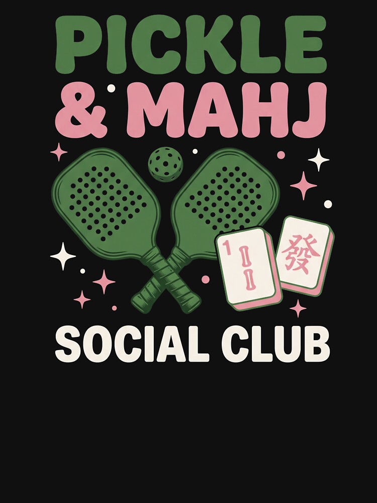 Pickle & Mahj Social Club Pickleball Mahjong Player by SofenArt