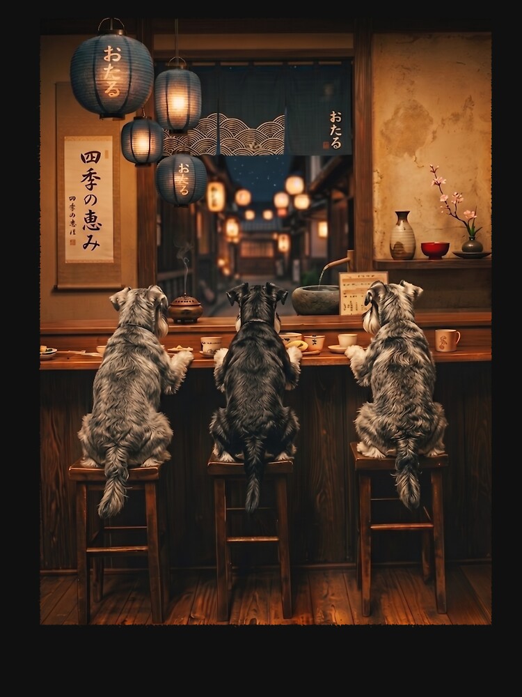 Japanese Miniature Schnauzer Art Foodie Dog Owner by DoodleTortle