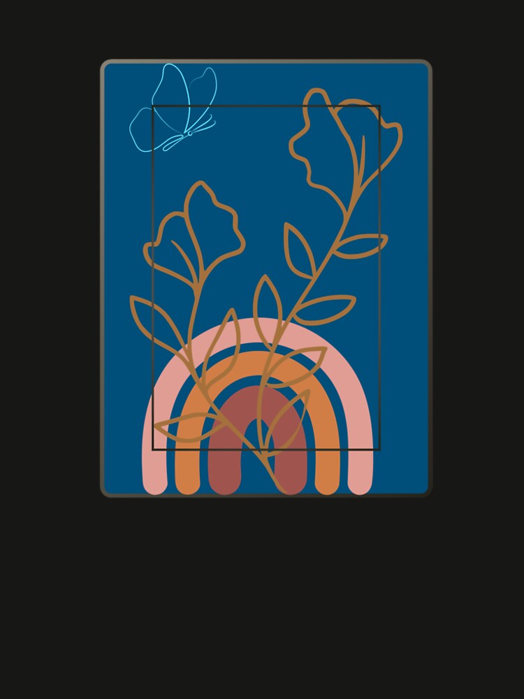 Minimalist Teal and Rust Boho Floral & Rainbow Poster by SeJaa