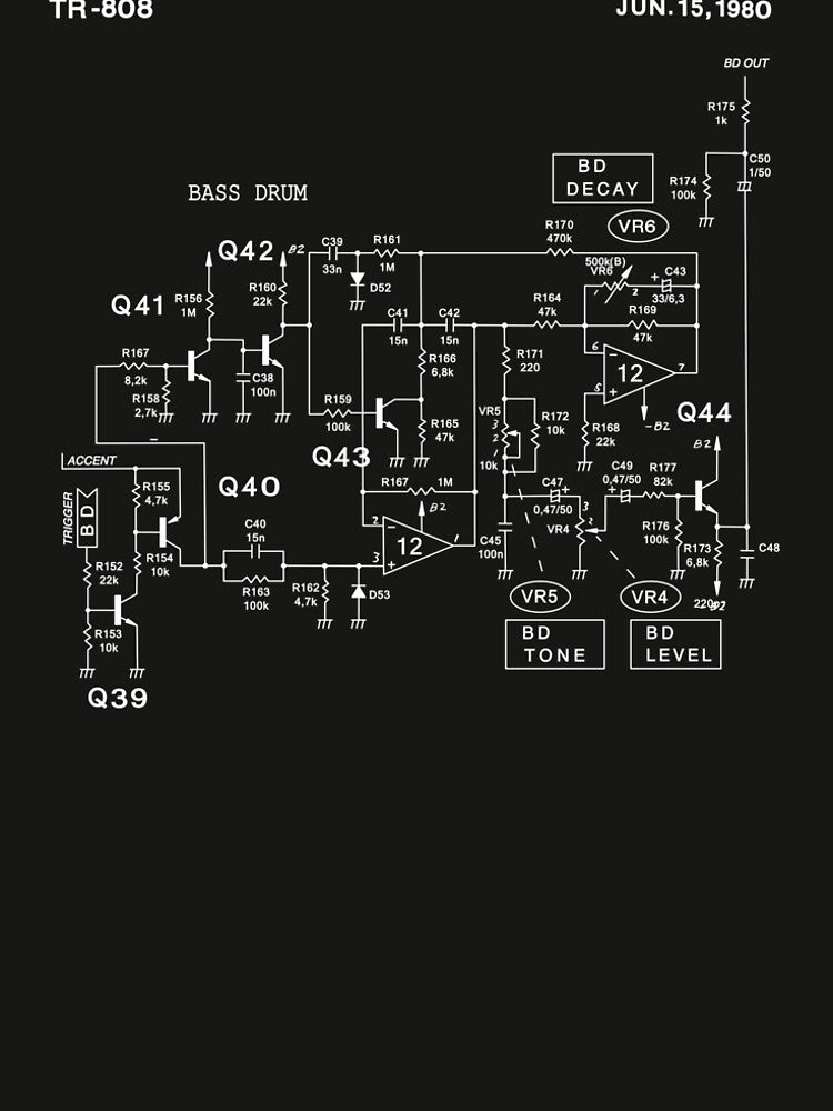 TR-808 Bass Drum Schematic by ioneutron