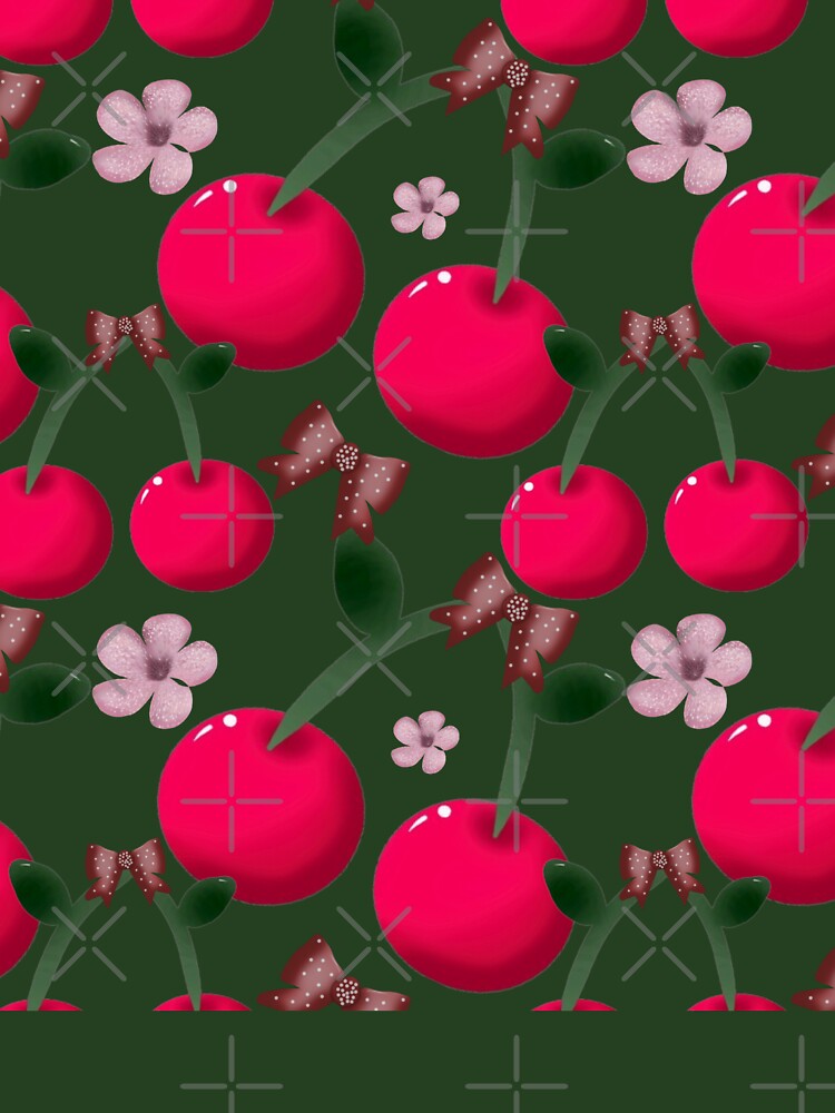 Cute Cherry Pattern, Kawaii Fruit Seamless Design, Aesthetic Pastel Floral Print, Girly Summer Pattern by HopeAndHustle