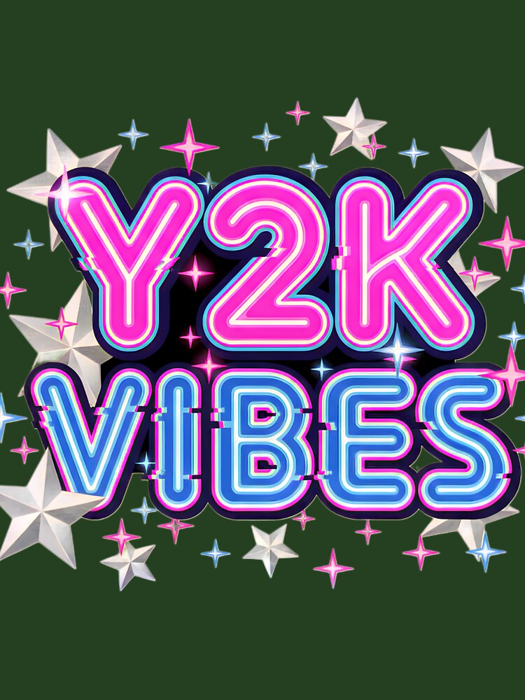 Y2K Vibes Neon Glitch Typography Retro T-Shirt by CryptoCactus
