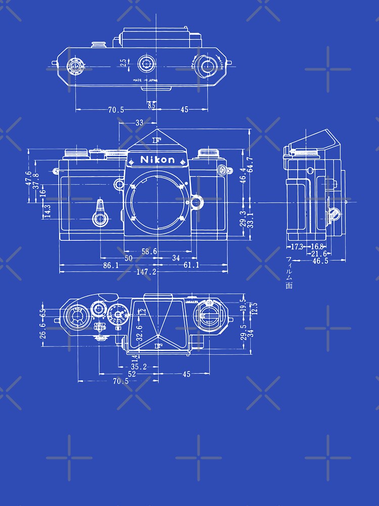 Nikon F Blueprint Vintage Classic Camera by orinemaster