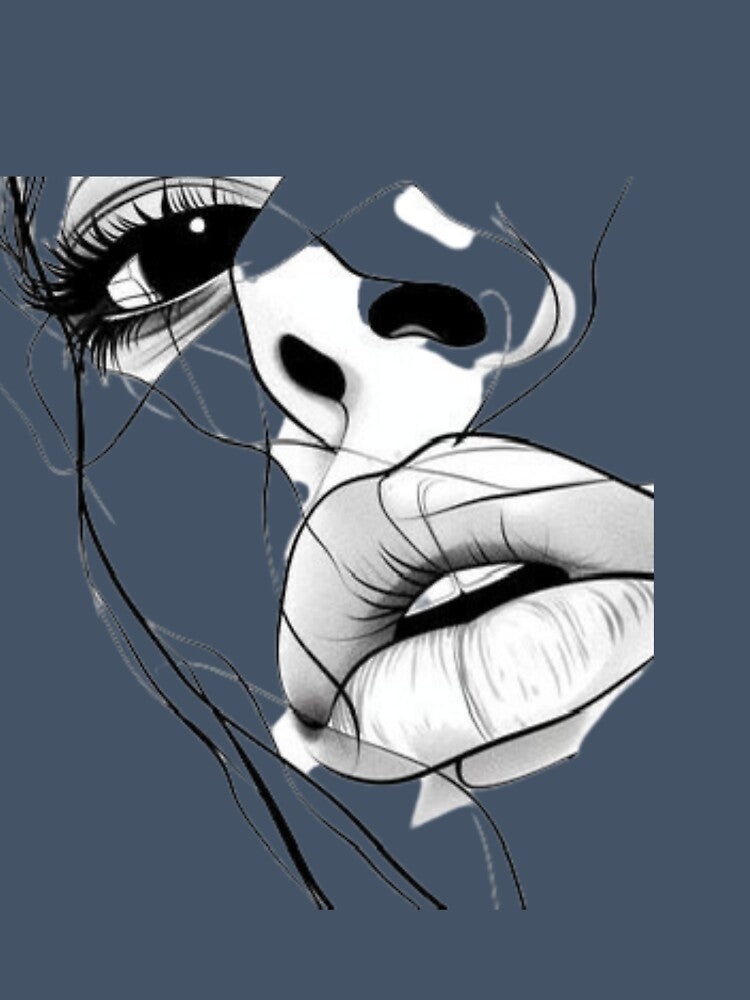 Minimalist Woman Face Line Art - Moody Aesthetic Portrait by Macias123