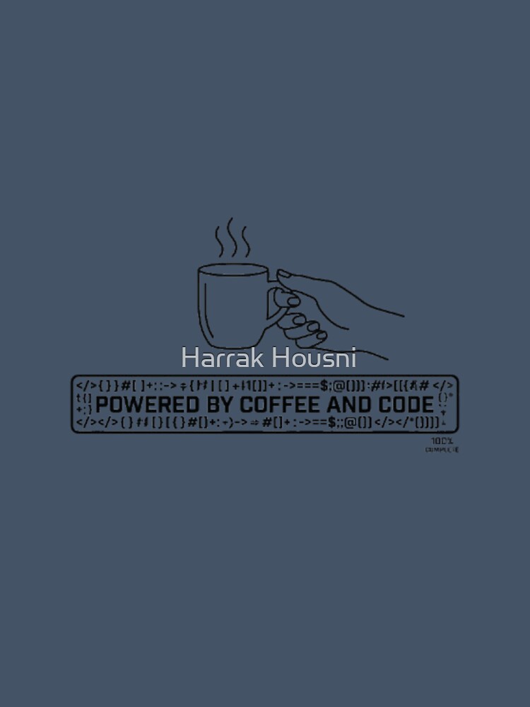 Powered by Coffee and Code - Modern Coder Emblem by Harrak Housni
