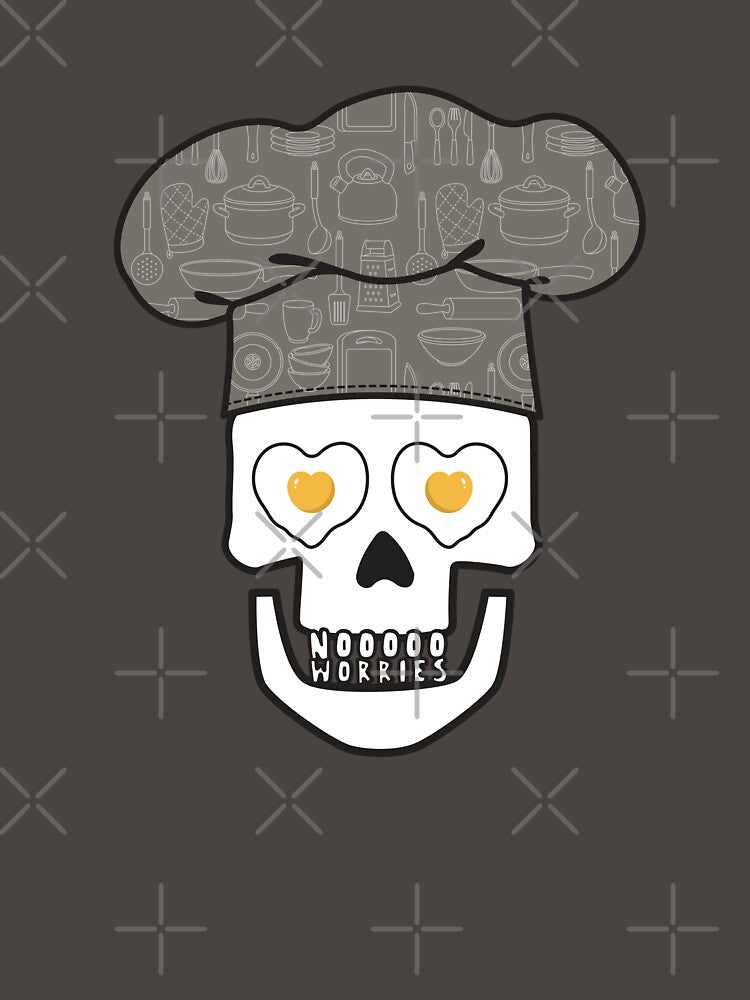 No worries skull wearing a chef's hat by Shedronpanda