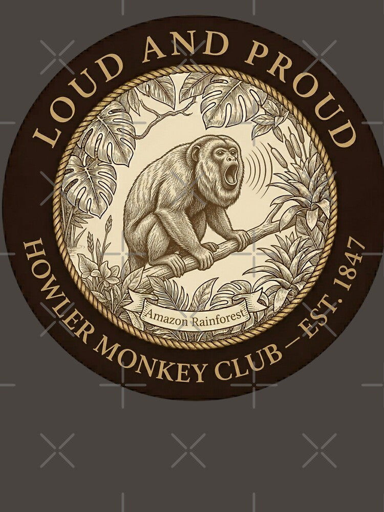 Loud and Proud Howler Monkey Club Humor Badge by CalmCapy Co