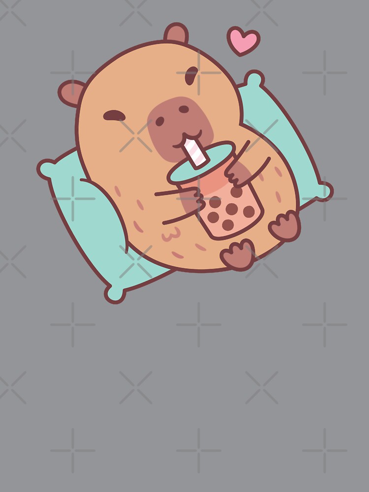 Cute Capybara Chilling And Drinking Bubble Tea by rustydoodle