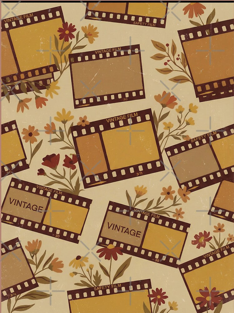 Vintage Film Strip Floral Pattern – Retro Cinematic Aesthetic by KAYJAY DESIGNS